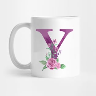 Floral Monogram Y Beautiful Rose Bouquet Mug